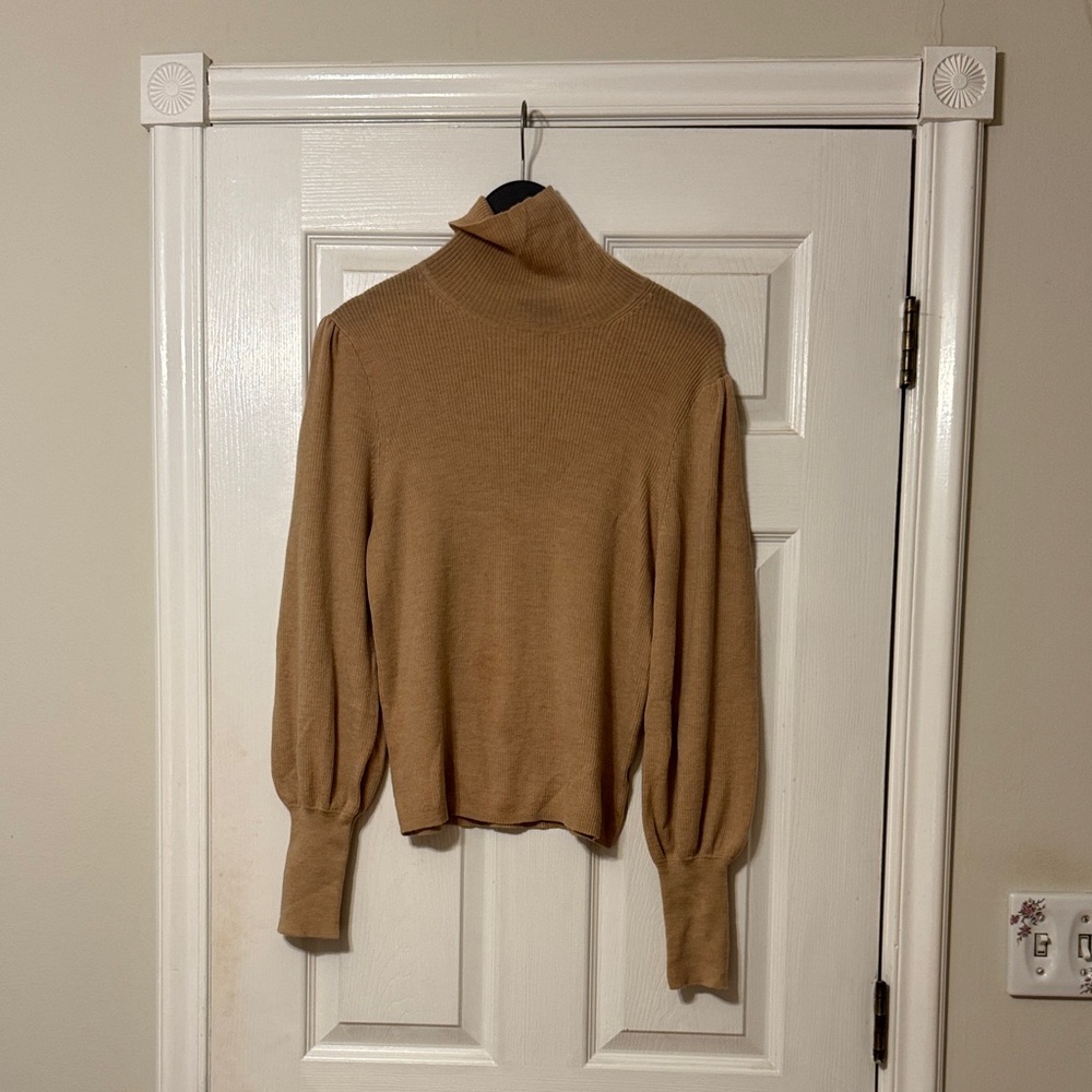 J. Crew Camel Balloon Sleeve Turtleneck Sweater - Picture 2 of 4